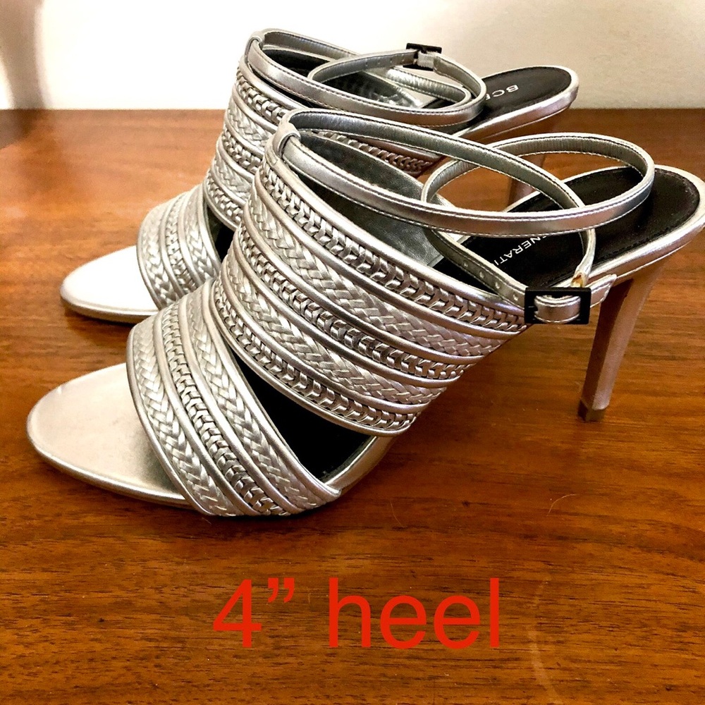 BCBG Silver strap heels Women’s size 11